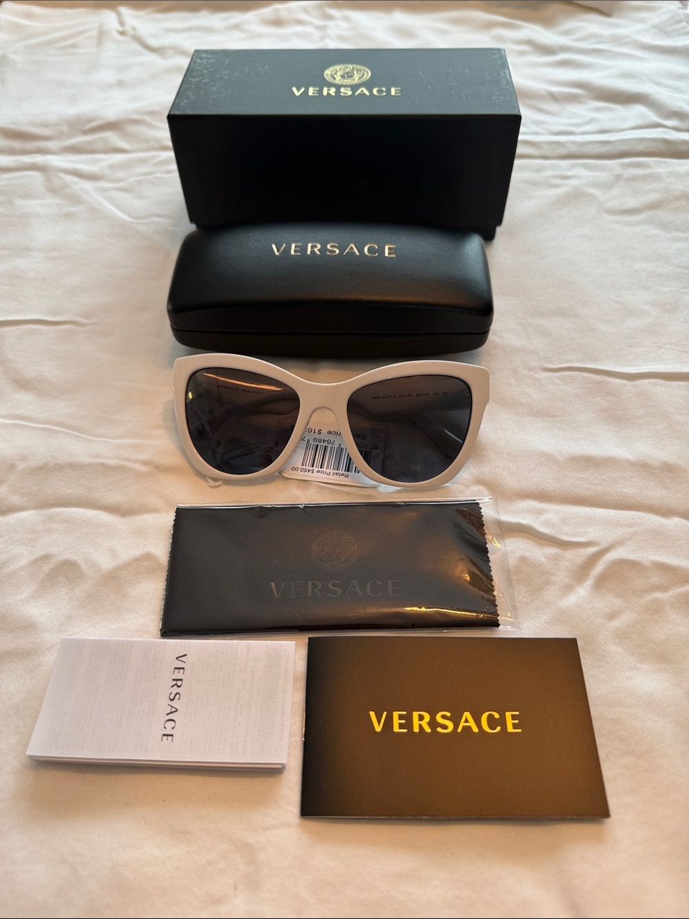 Authentic NIB Versace VE 4417U 31487 White Cateye Women’s Sunglasses